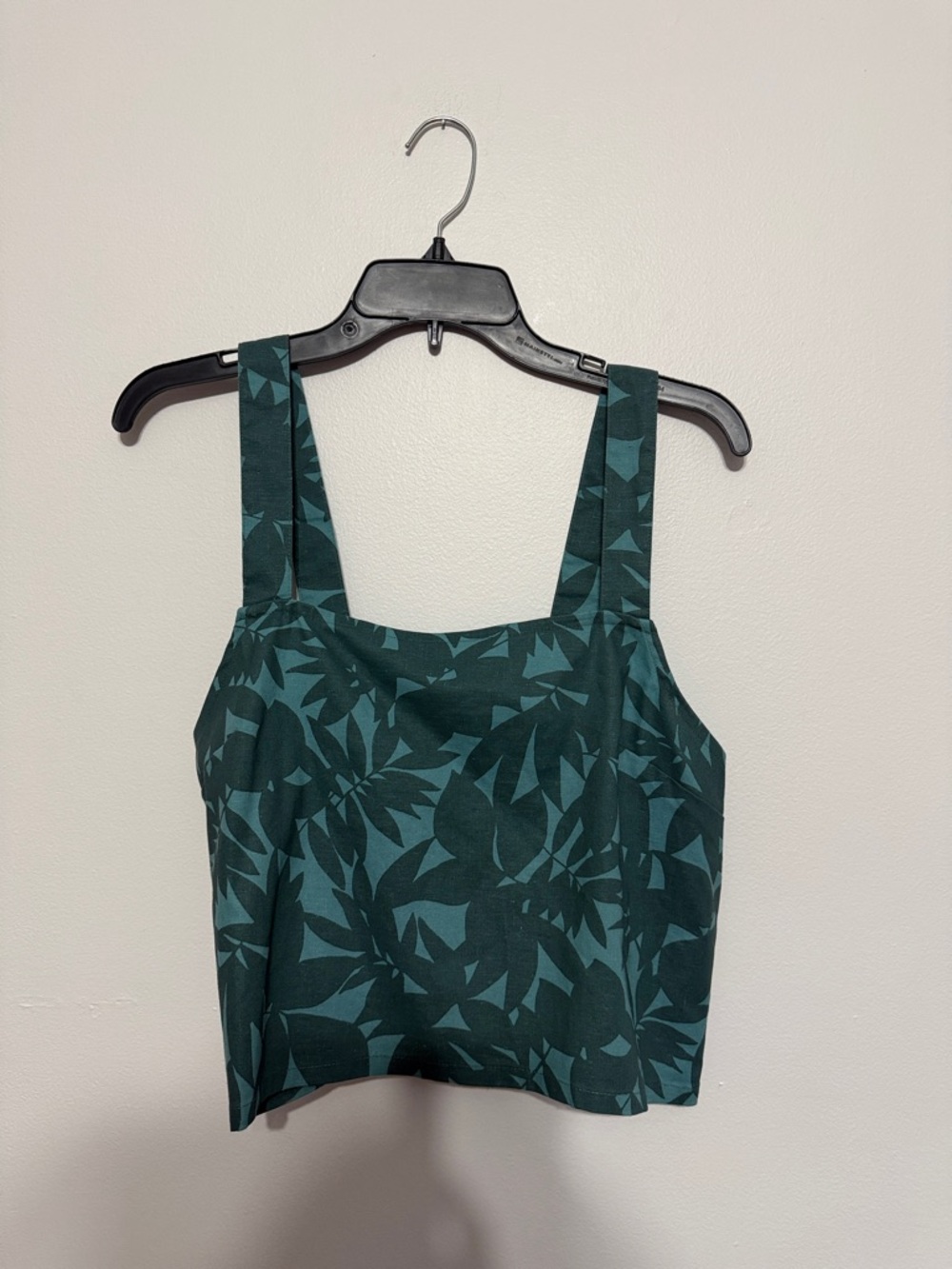 UpWest Hemp Cabana Palm Cropped Tank Top Green Leaf Print NWT